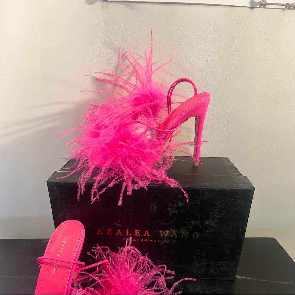 Azalea Wang Elegant Pink Feathered Women's Heels Size 7. - NWT - Picture 8 of 10